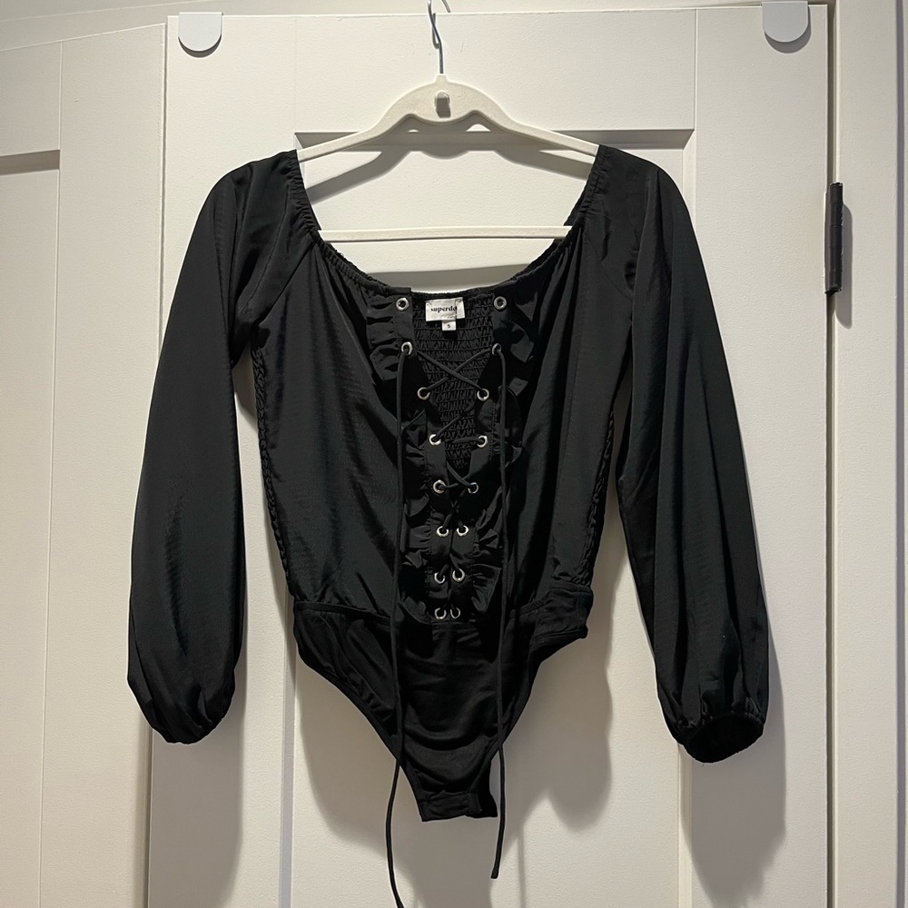 Black Superdown Bodysuit Size S